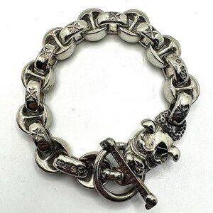 C'est Magnifique Gaboratory Vintage Silver Single Dog Biker Heavy BRACELET 96g